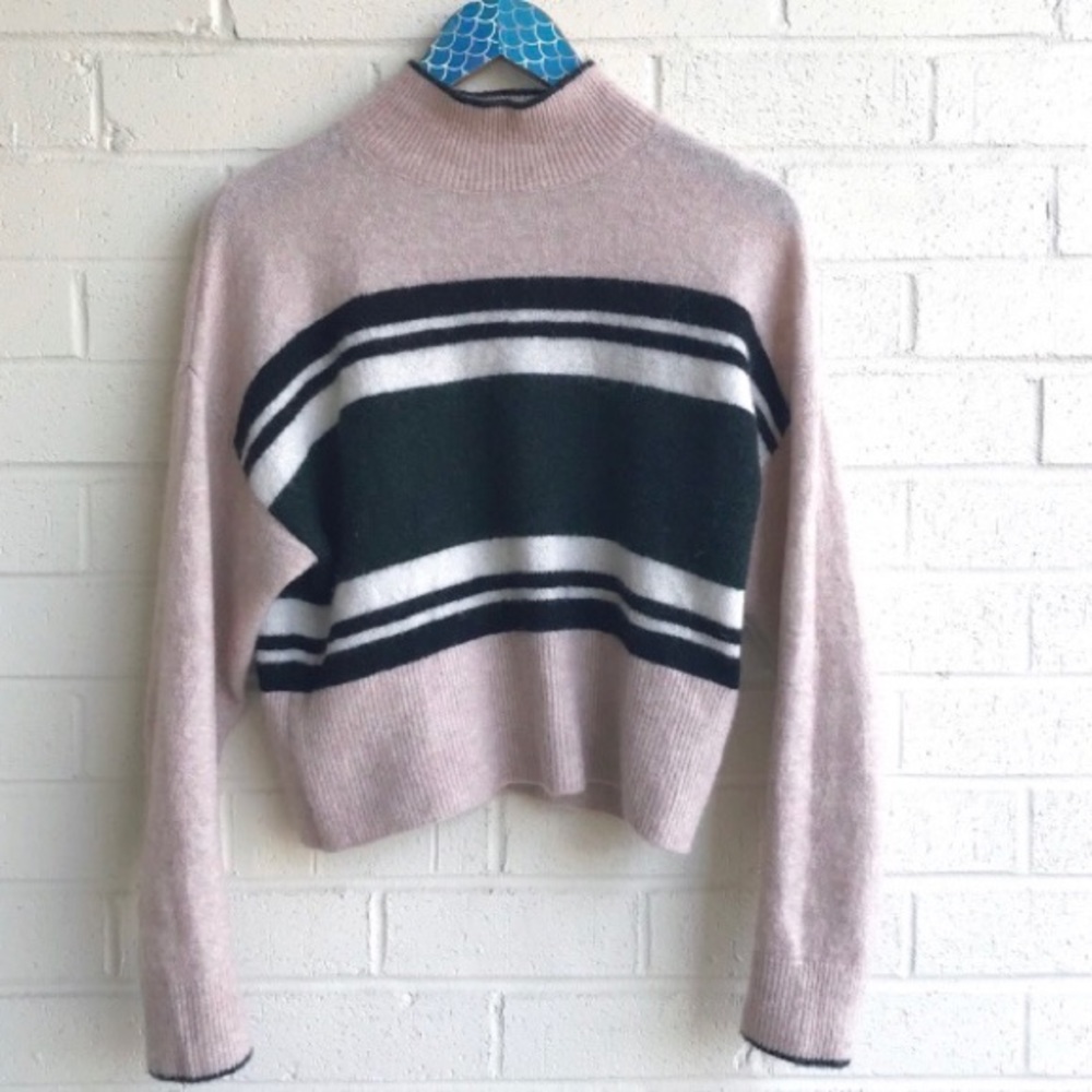 & Other Stories Pink Stripe Mock Sweater